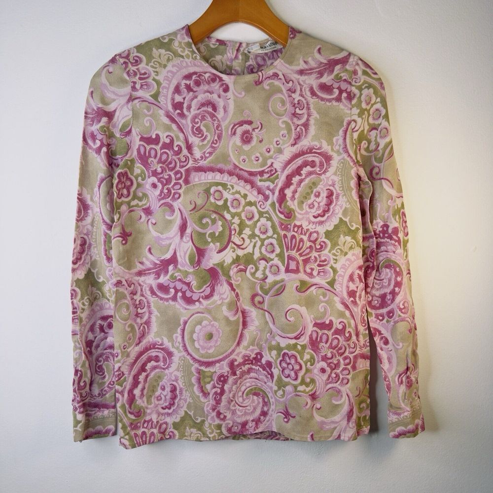 Giorgio Armani  Le Collezioni‎ Floral  Rayon ,Viscose /Silk Blouse Size 4